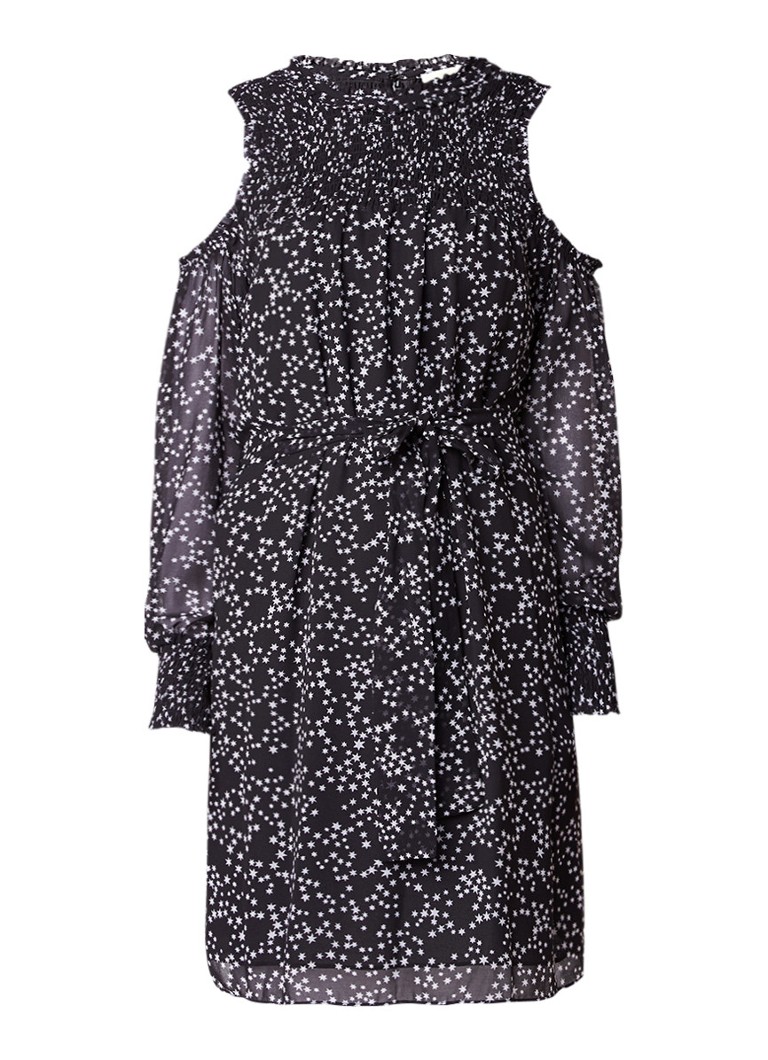 Michael Kors Shooting Star cold shoulder jurk met sterrenprint zwart
