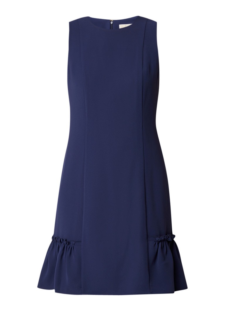 Michael Kors A-lijn jurk van crÃªpe met ruches donkerblauw