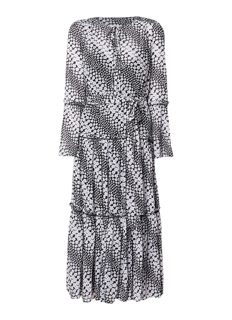 Michael Kors A-lijn jurk met volant met bloemendessin zwart