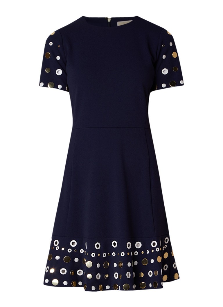 Michael Kors A-lijn jurk met eyelet detail en studs donkerblauw