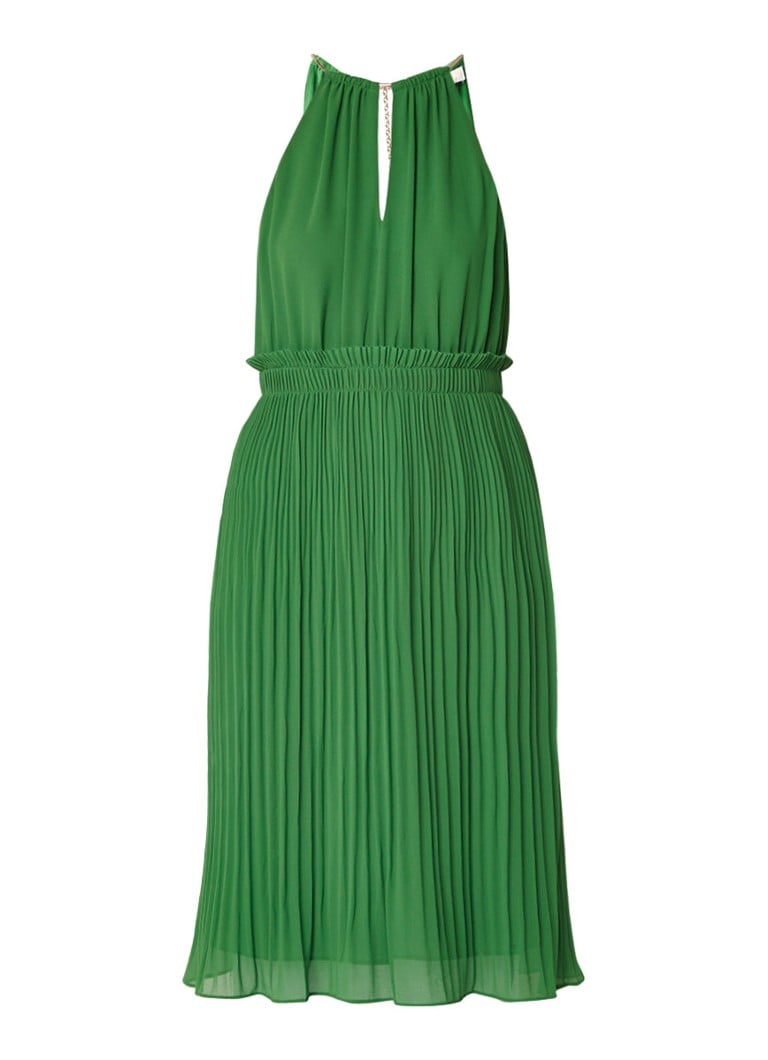 Michael Kors Goddess Chain midi-jurk van chiffon met plissÃ© groen