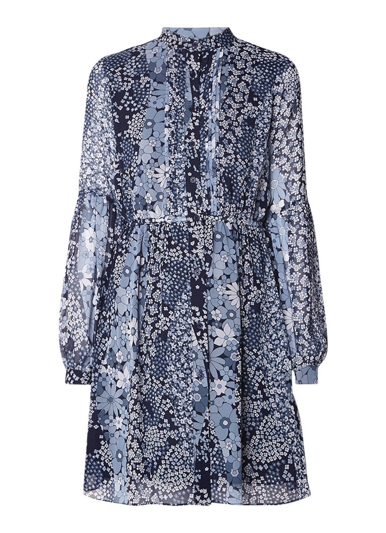 Michael Kors A-lijn blousejurk van chiffon met bloemendessin blauw