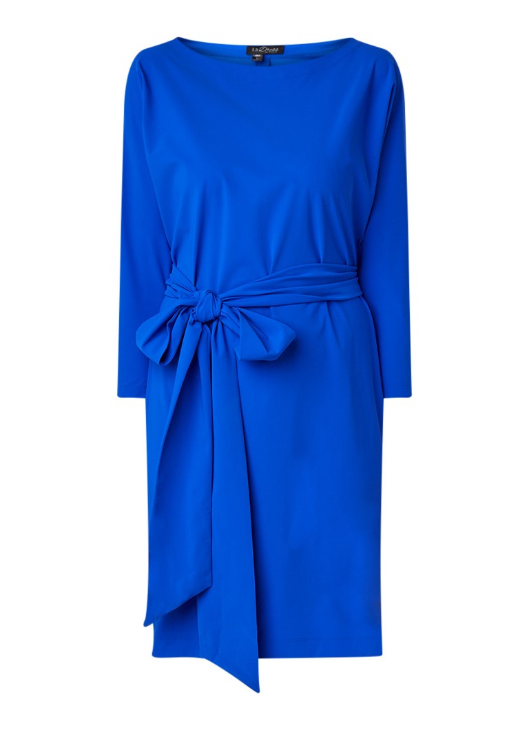 LaDress Carla midi-jurk met strikceintuur royalblauw