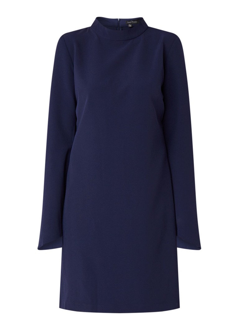 LaDress Indira midi-jurk met flared mouw donkerblauw