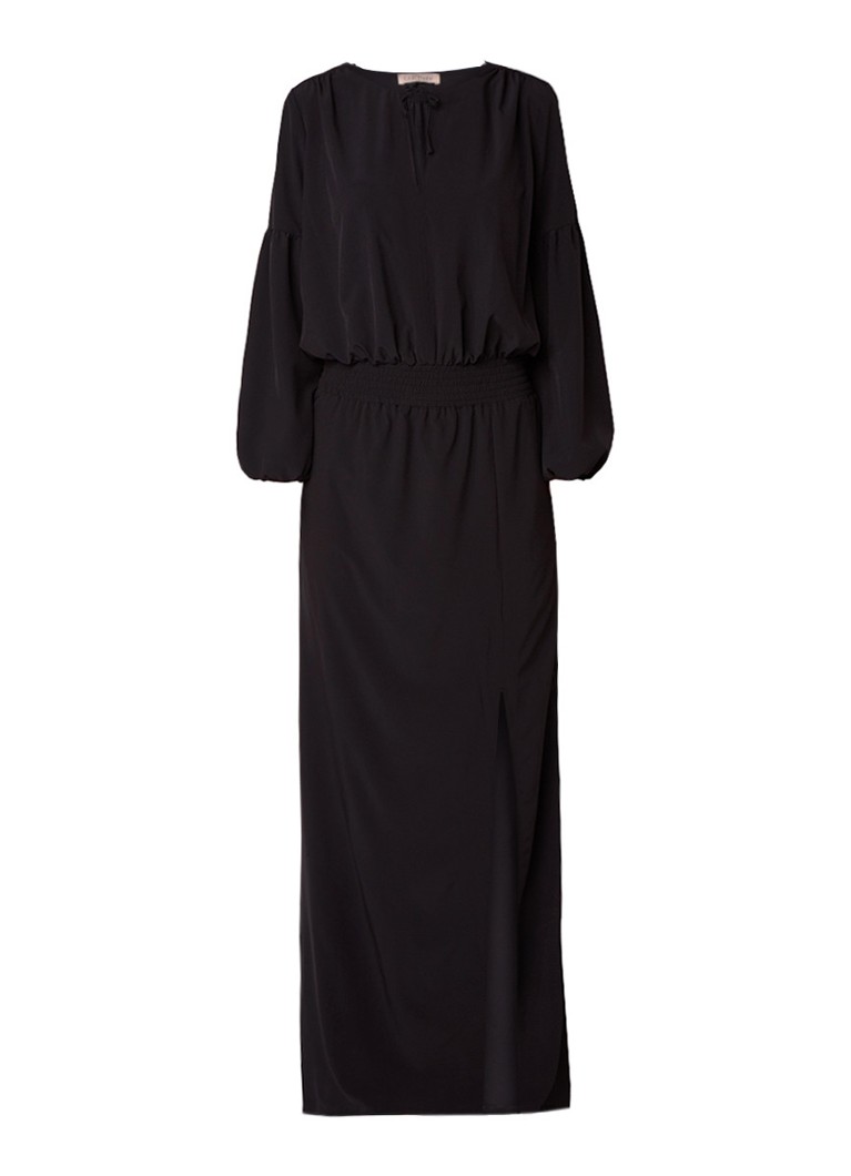 LaDress Maxi-jurk met key-hole en gesmockt detail zwart