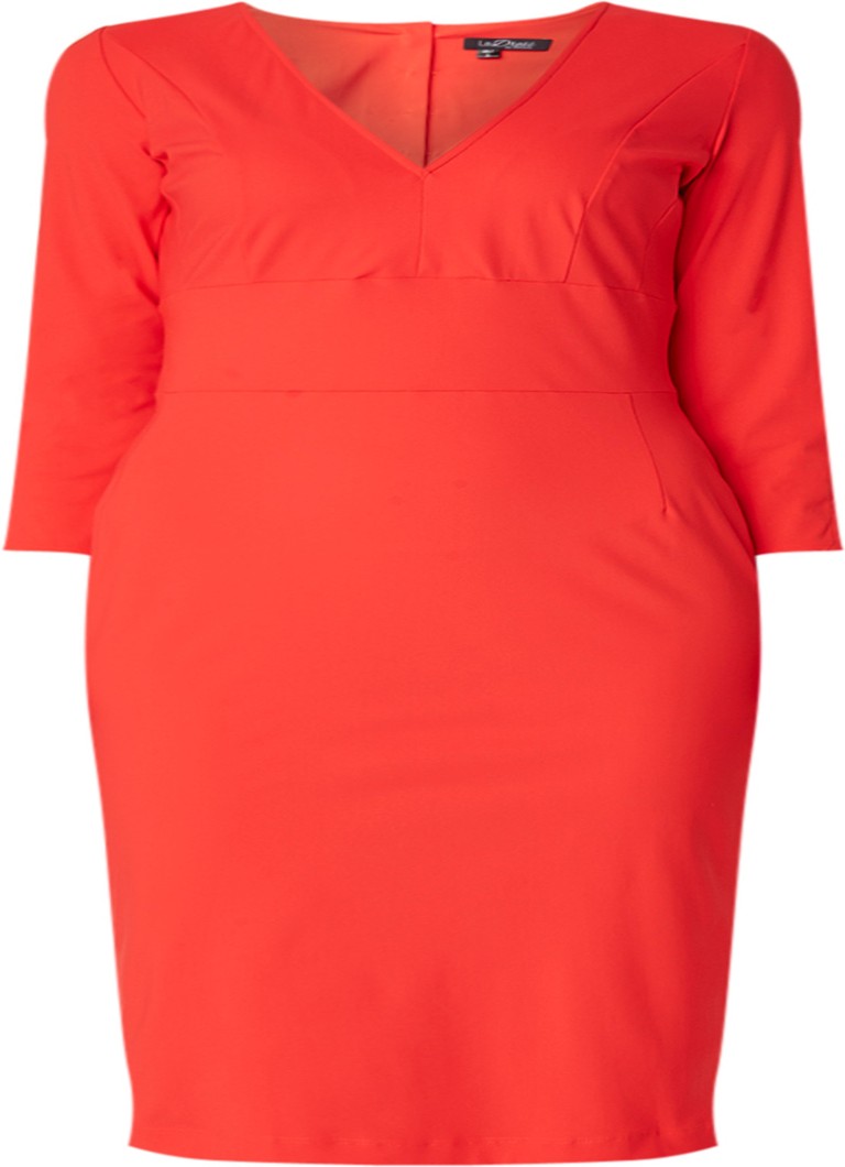 LaDress Elizabeth midi-jurk van jersey met V-hals koraal