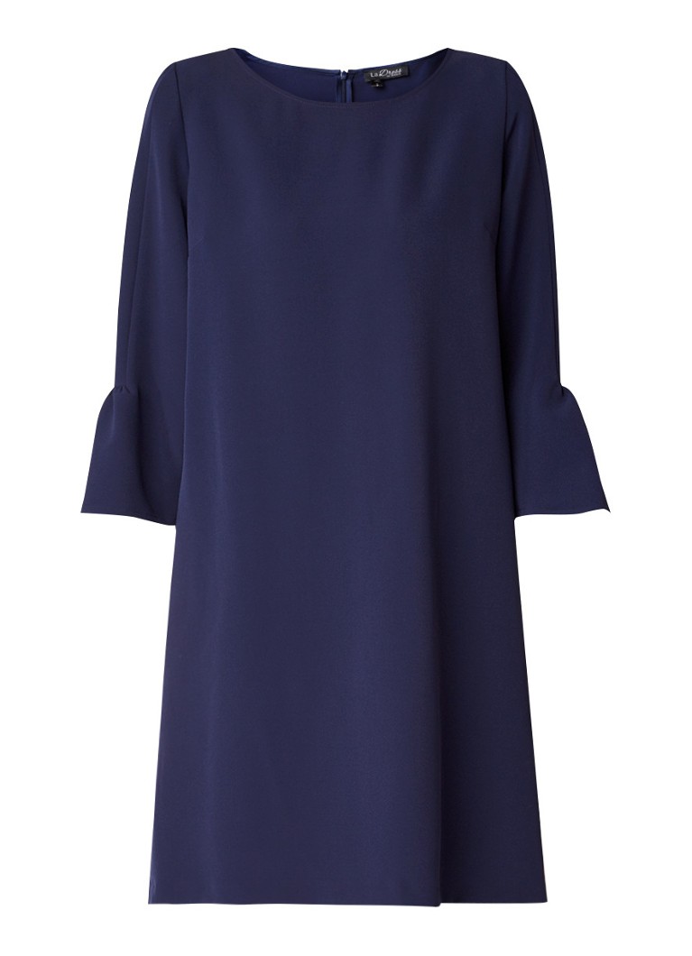 LaDress Barbra tuniekjurk met trompetmouw donkerblauw