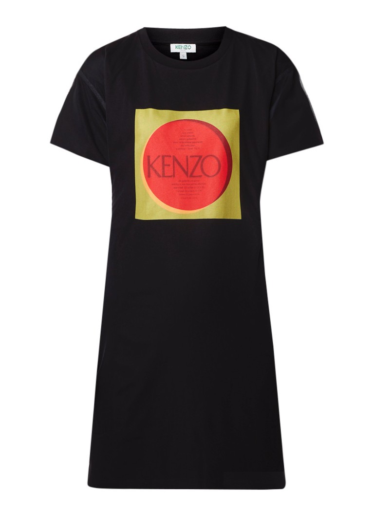 KENZO T-shirt jurk met overlay van tule en logoprint zwart