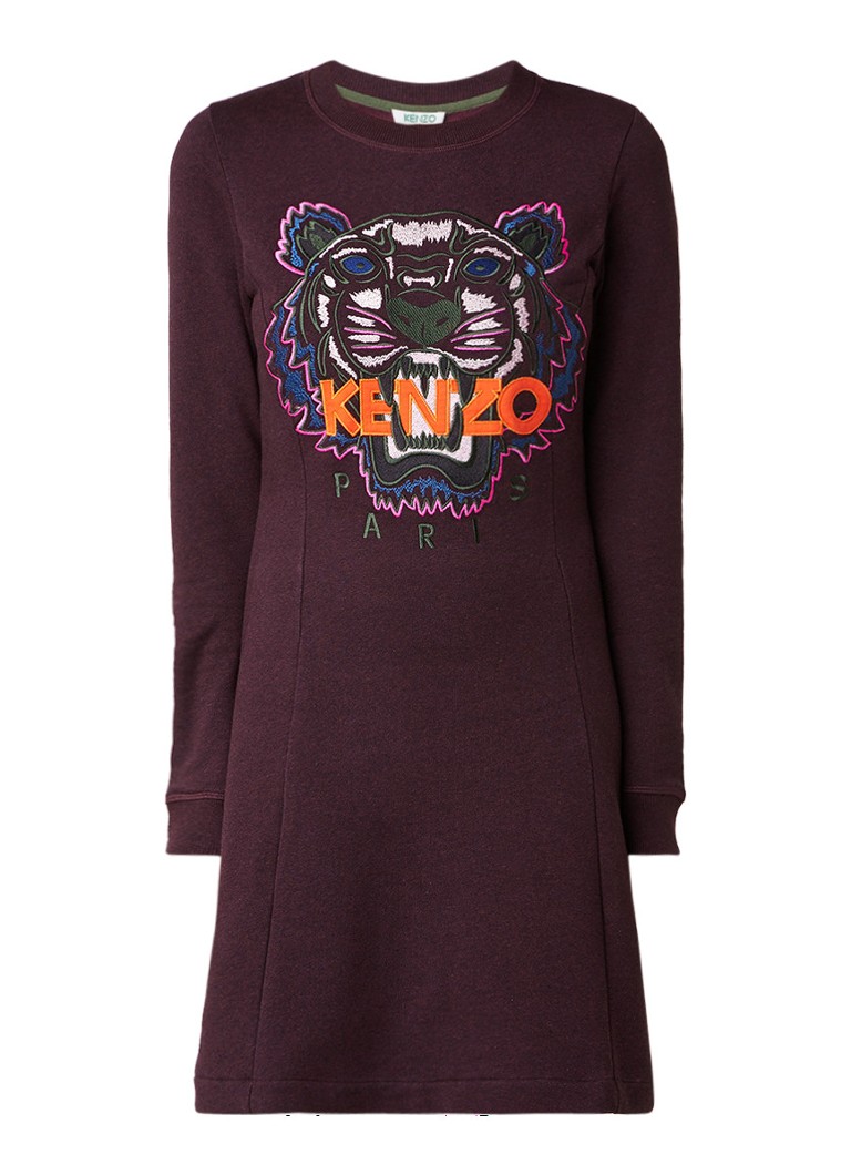 KENZO Tiger sweaterjurk met logoborduring aubergine