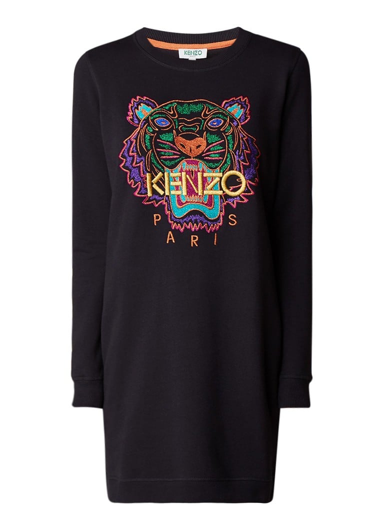 KENZO Tiger sweatdress met borduring van lurex zwart