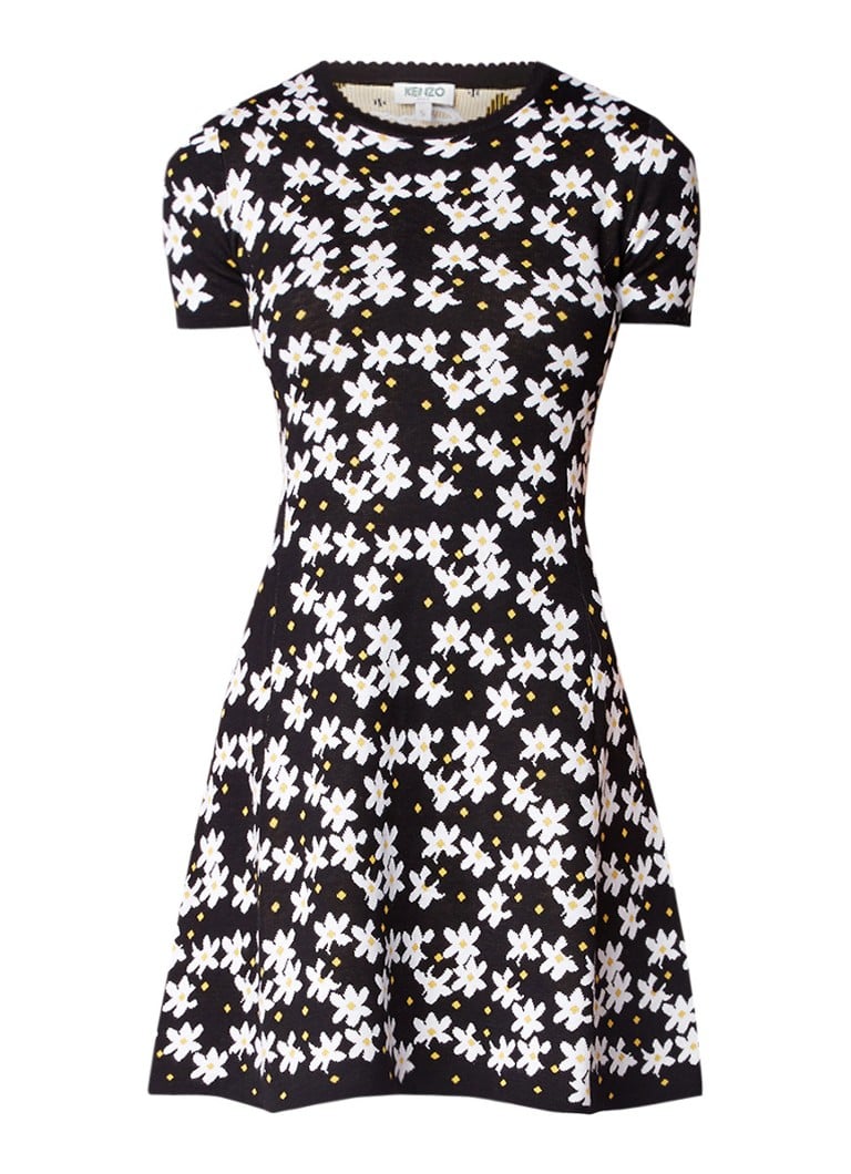 KENZO Jackie gebreide jurk met bloemendessin zwart