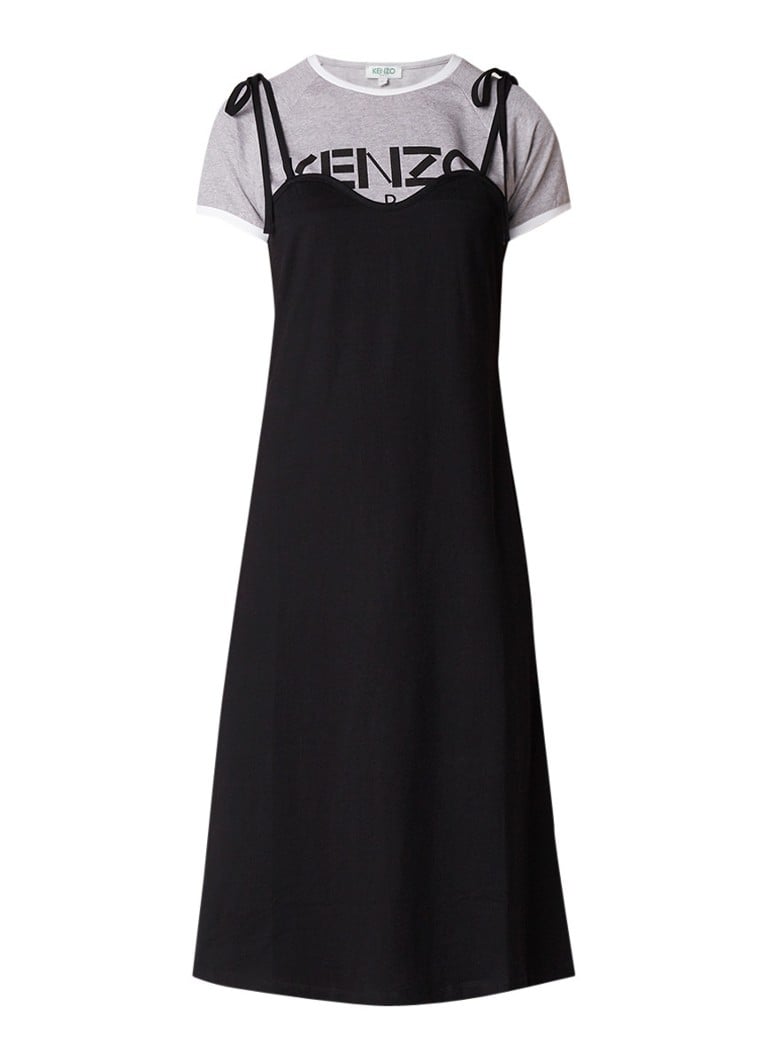 KENZO Jurk van jersey met logoprint zwart