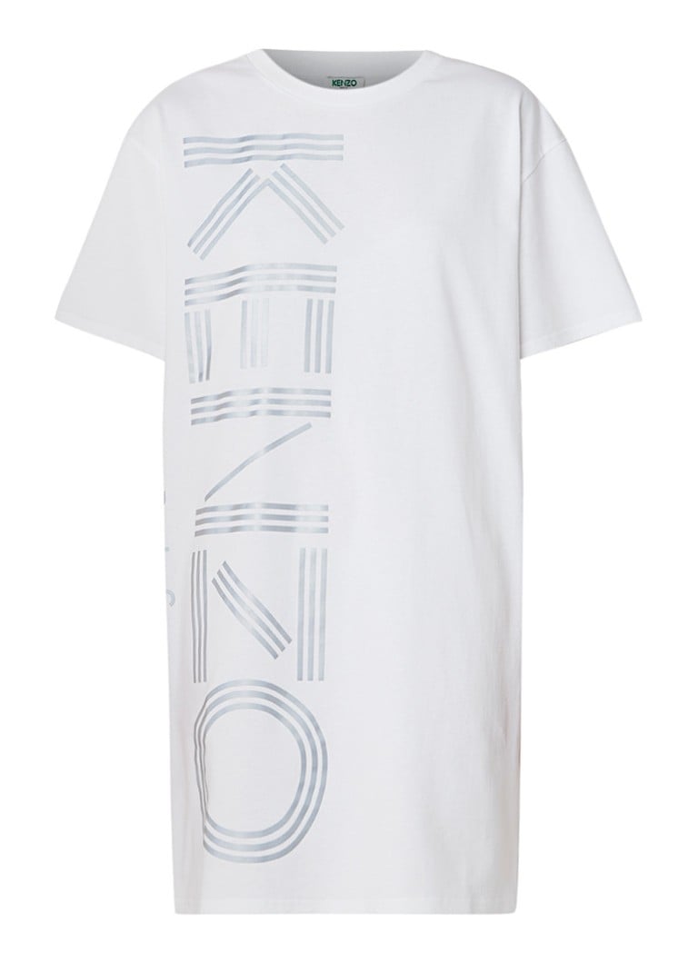 KENZO T-shirt jurk met reflecterende logoprint wit