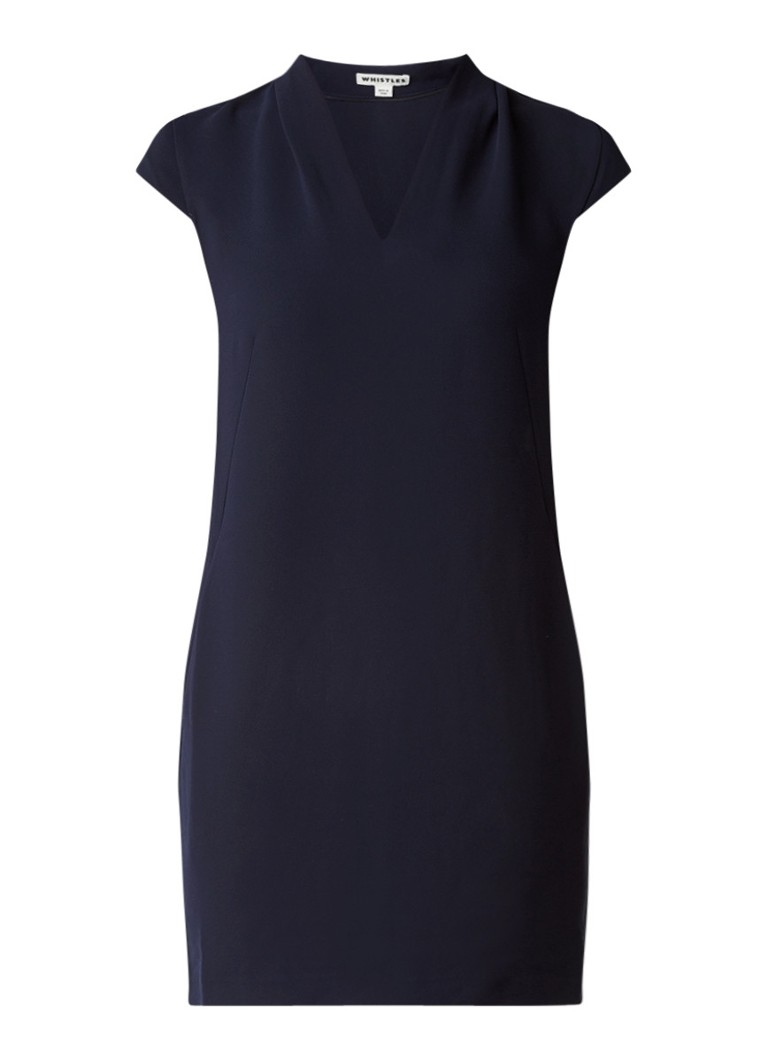 Whistles Paige crÃªpe shiftjurk met V-hals donkerblauw