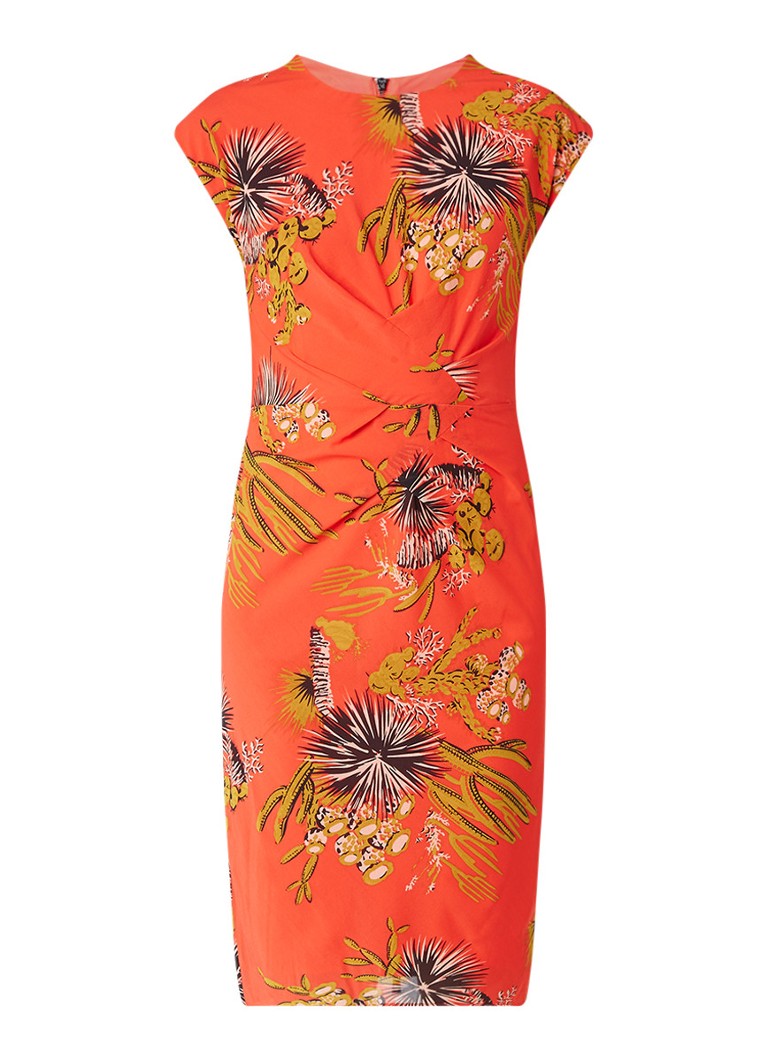 Whistles Cactus bodycon jurk van zijde met botanisch dessin rood