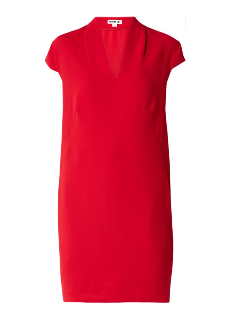Whistles Paige crêpe shiftjurk met V-hals rood