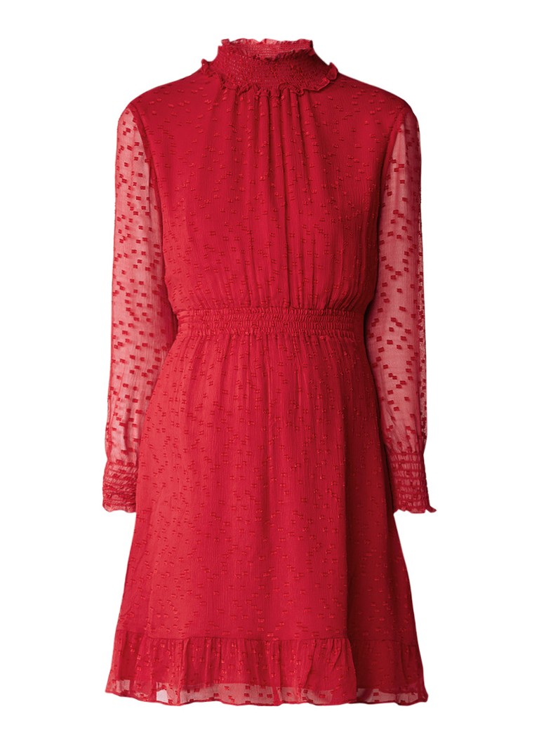 Whistles Ilona Dobby semi-transparante jurk in zijdeblend met structuur rood