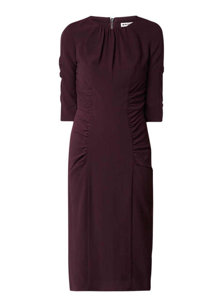 Whistles Bodycon midi-jurk met textuur en plooidetails aubergine