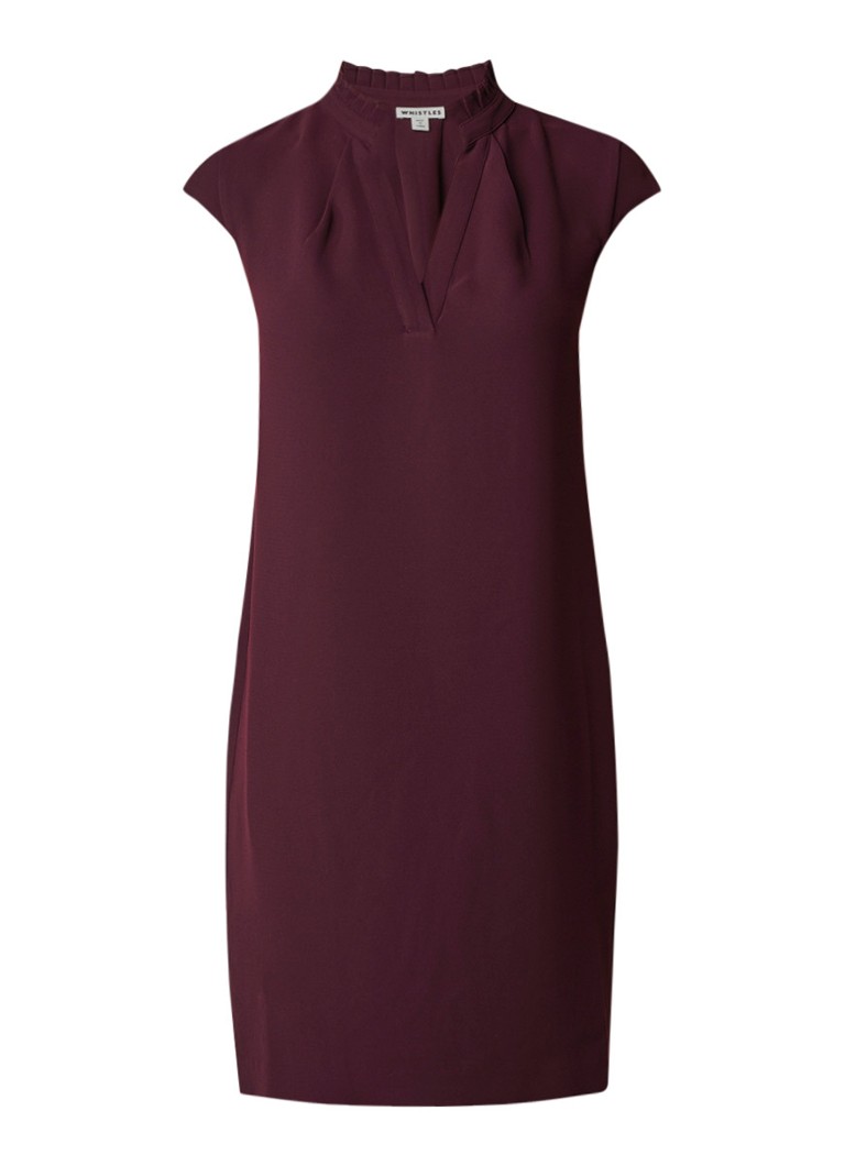 Whistles Daris midi-jurk met detail van ruches aubergine