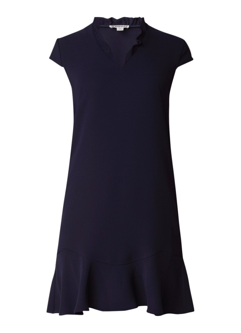 Whistles Federica jurk met ruches donkerblauw