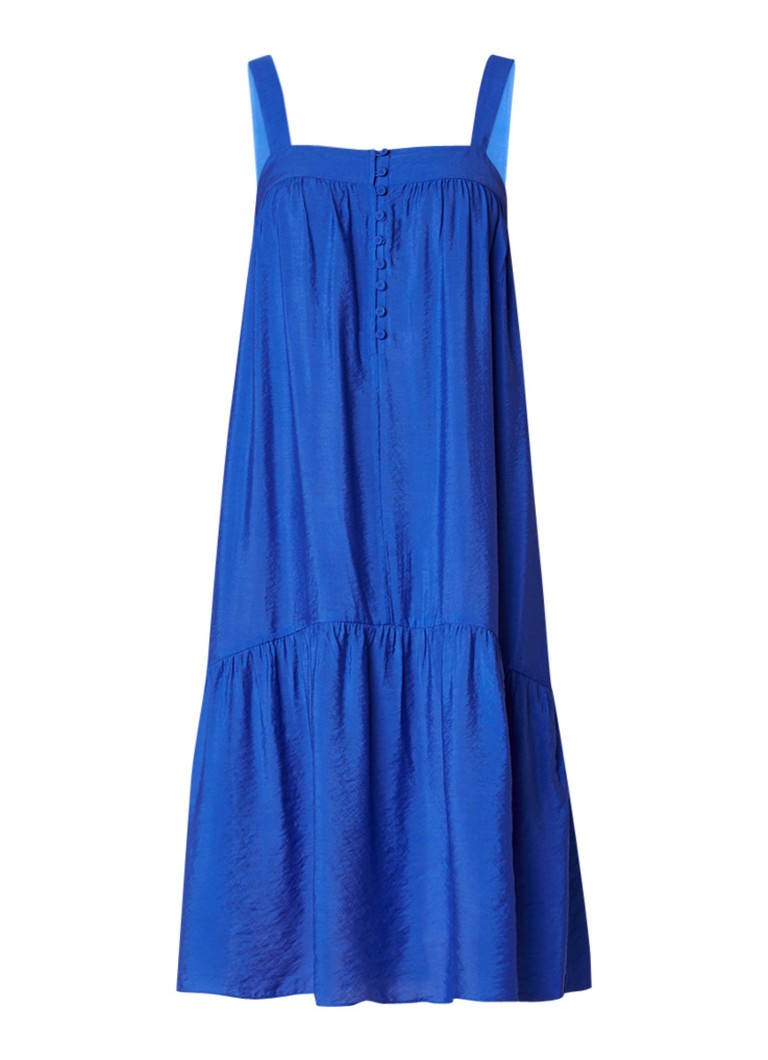 Whistles Florencia mouwloze A-lijn jurk met knoopsluiting blauw