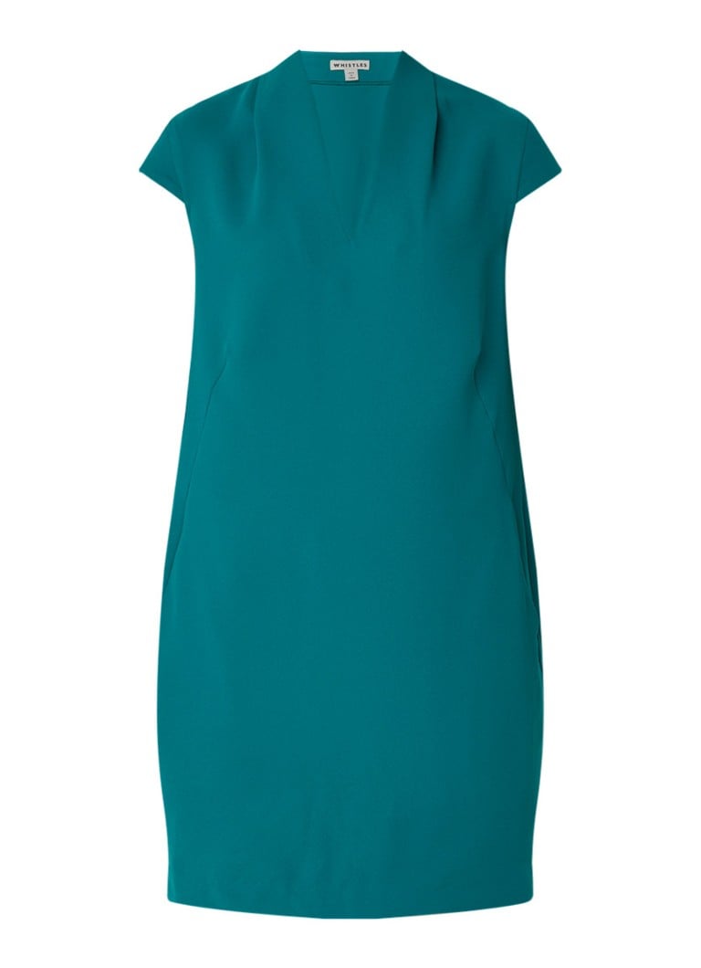 Whistles Paige crêpe shiftjurk met V-hals zeegroen