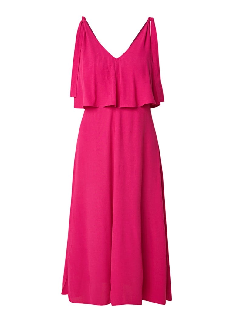 Whistles Romina midi-jurk met overlay fuchsia