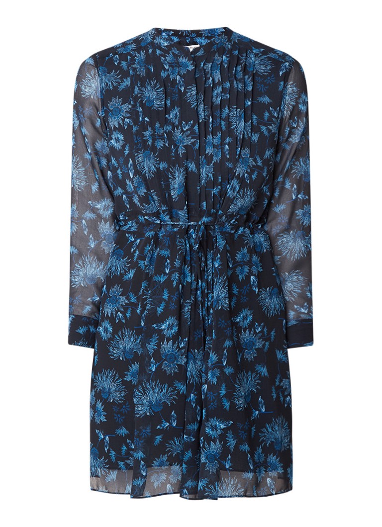 Whistles Pitti semi-transparante mini-jurk met bloemendessin kobaltblauw