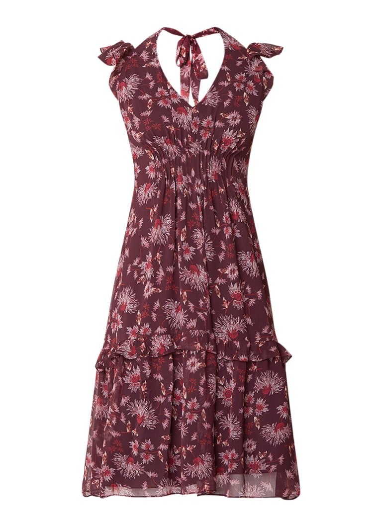 Whistles Pitti midi-jurk met bloemendessin aubergine