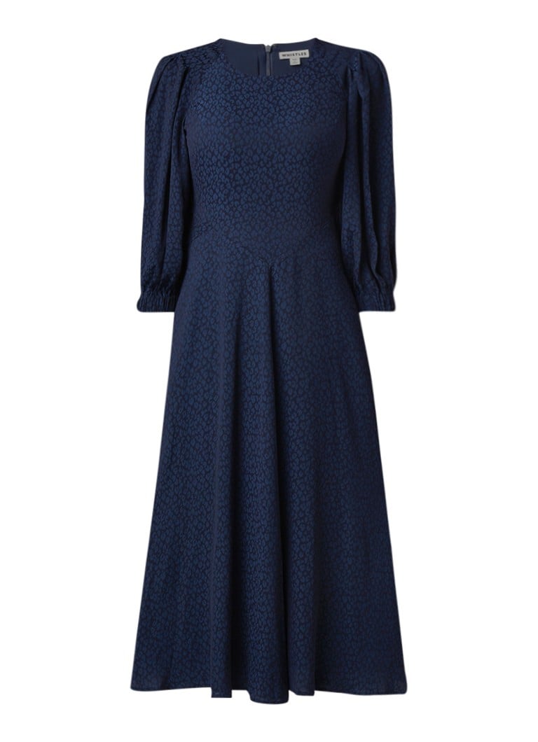 Whistles Fay maxi blousejurk met luipaarddessin royalblauw