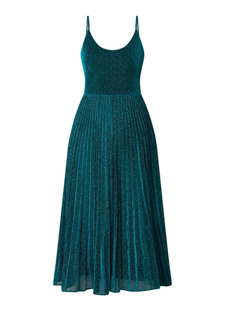 Whistles Regina midi-jurk met lurex en spaghettibandjes groen