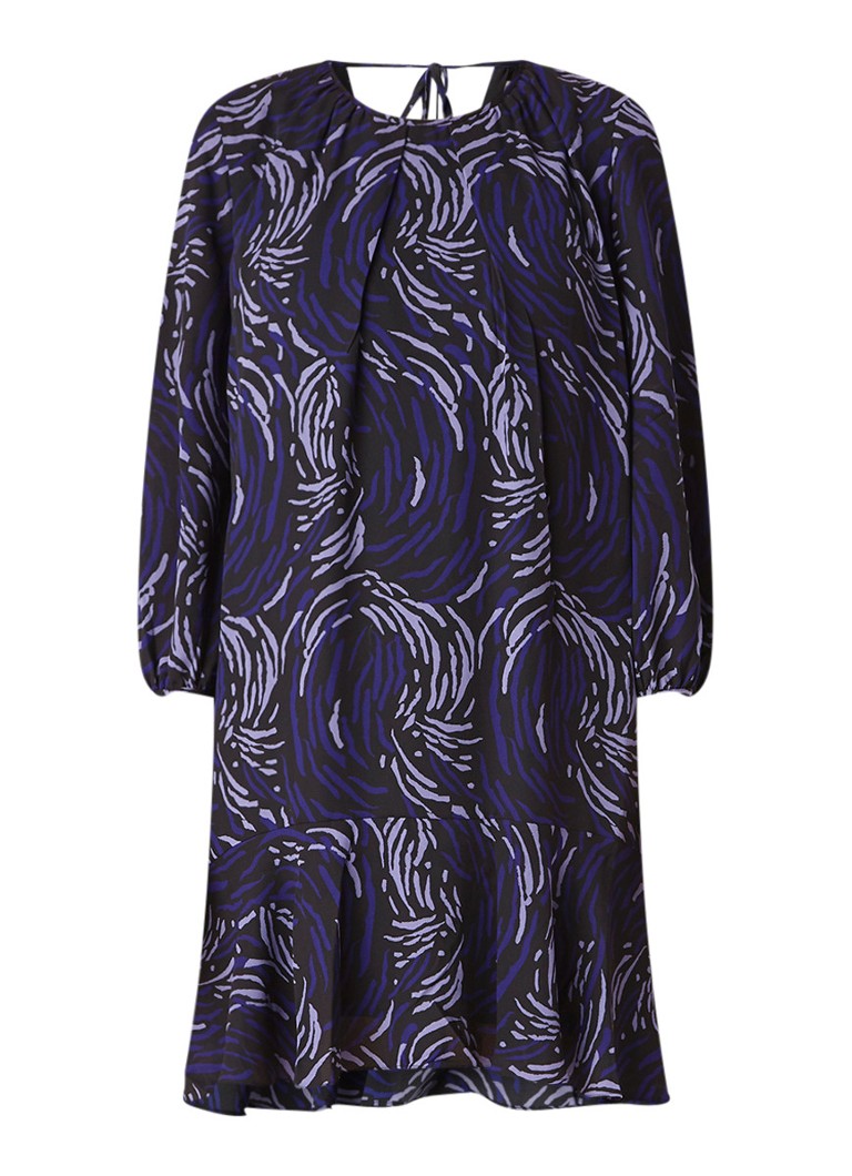 Whistles Renata tuniekjurk met dessin en volant donkerblauw