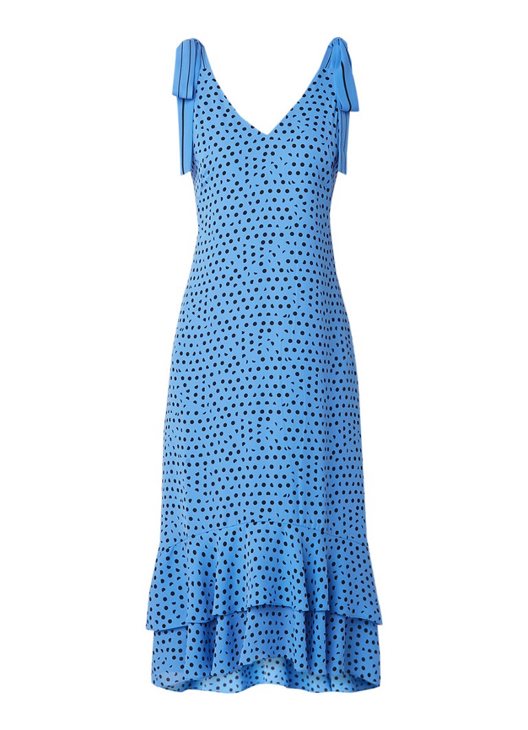 Whistles Midi-jurk met stippendessin en strikdetail blauw