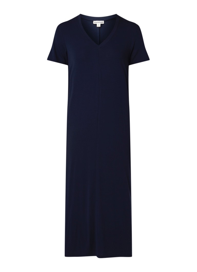 Whistles Maxi-jurk van jersey met V-hals donkerblauw