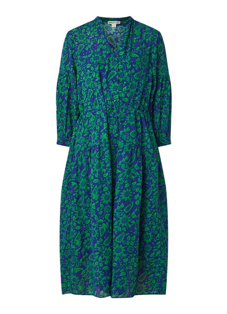 Whistles Midi-jurk met bloemendessin middenblauw