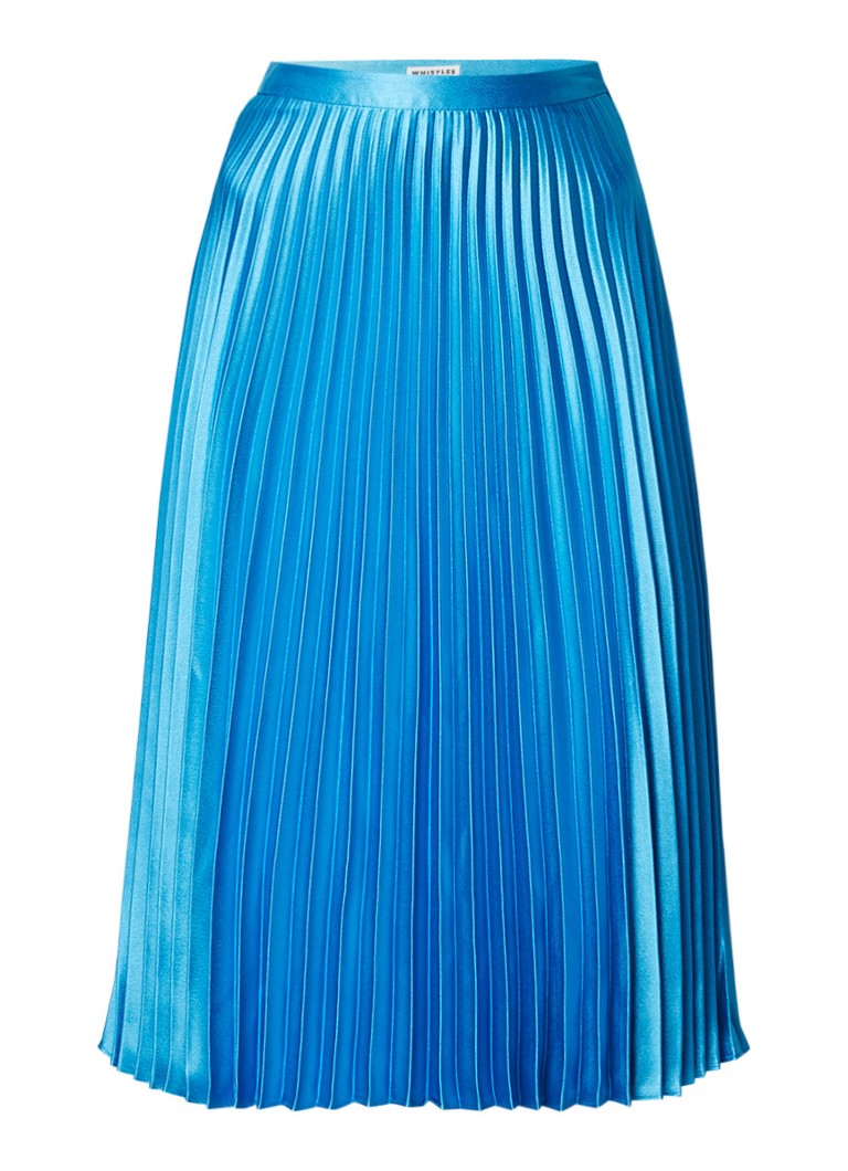 Whistles Midi-rok van satijn met plissÃ© turquoise