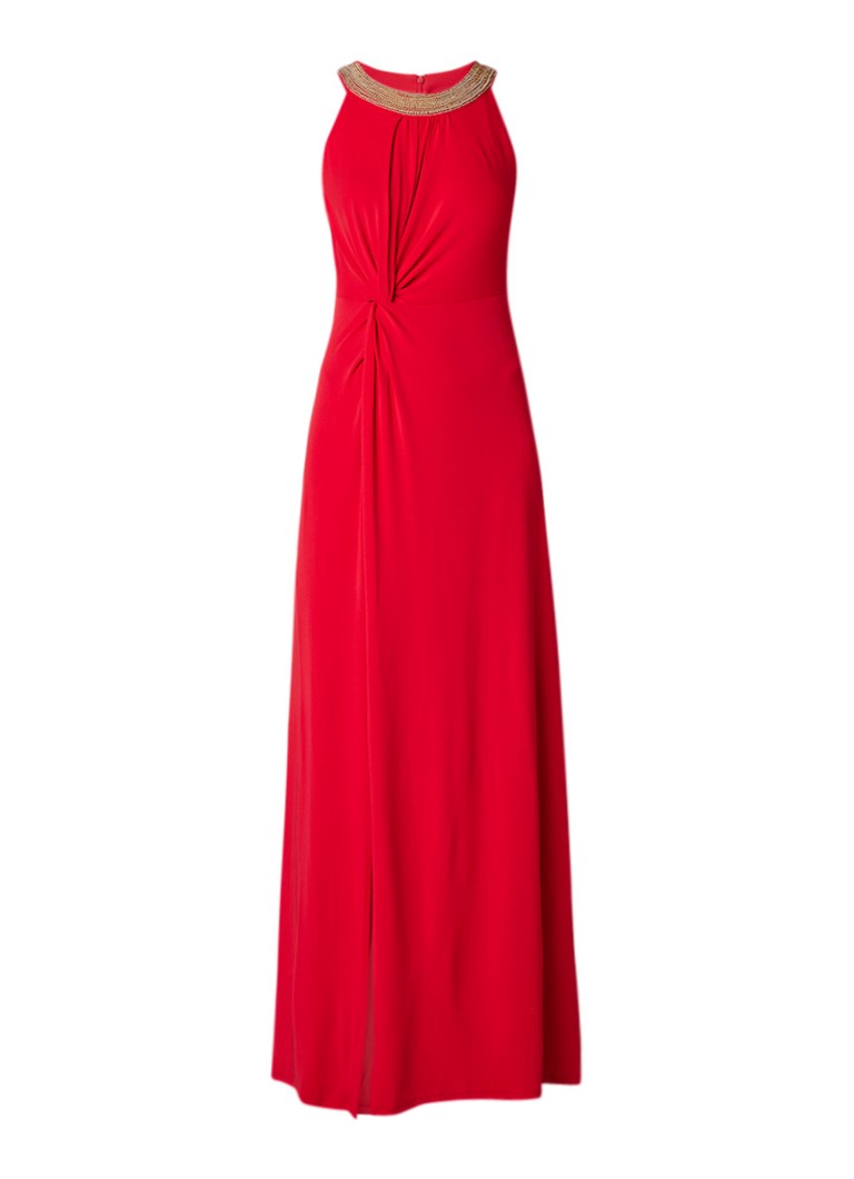 Michael Kors Maxi-jurk met split en kralen applicatie rood