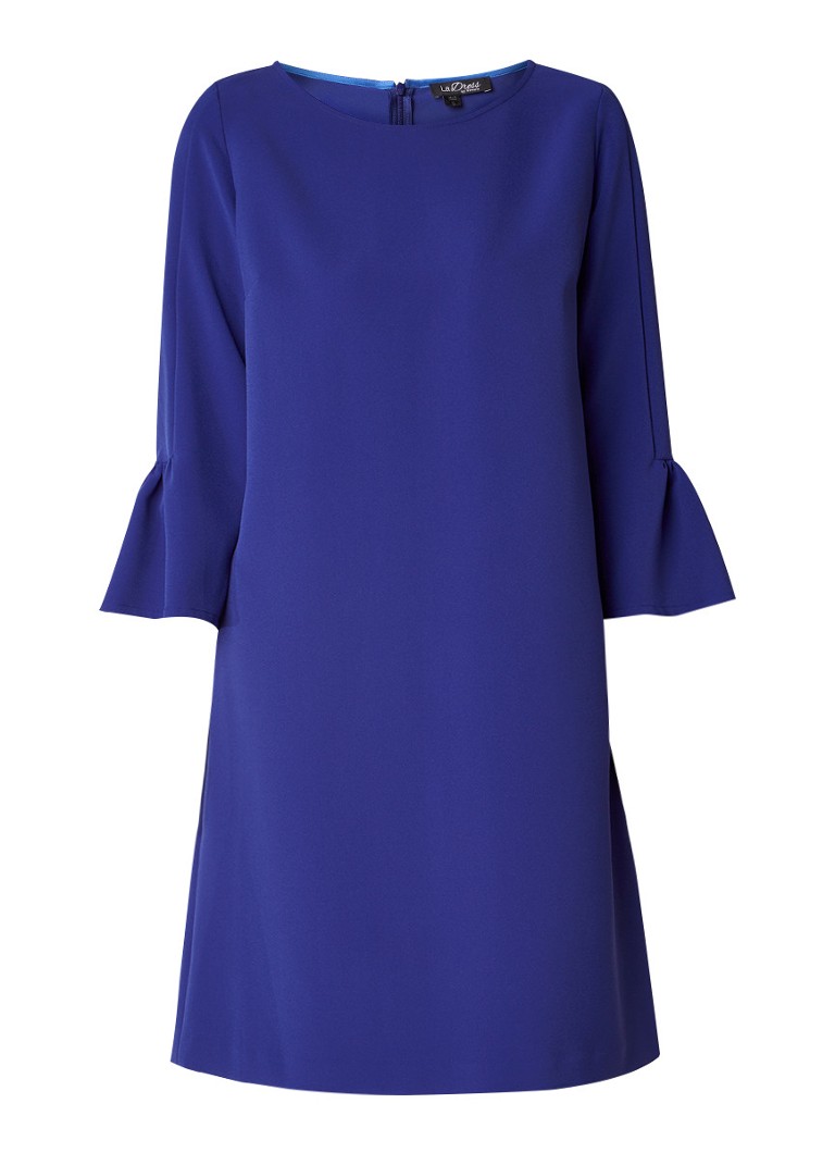 LaDress Barbra A-lijn jurk met trompetmouw kobaltblauw