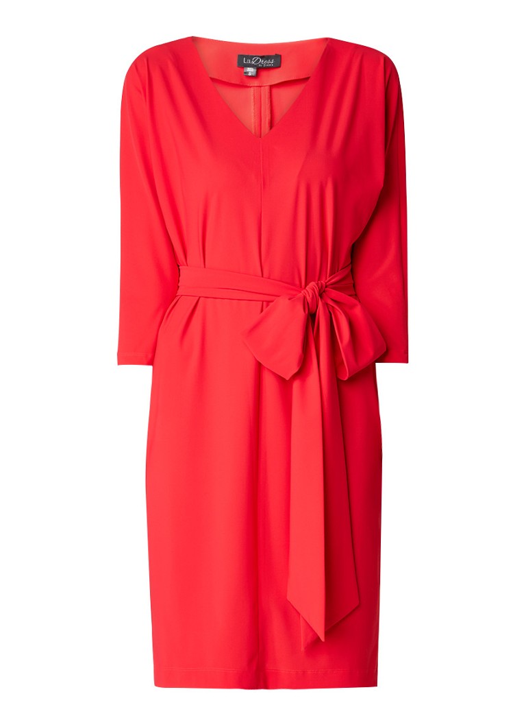 LaDress ChloÃ« jersey jurk met strikceintuur rood