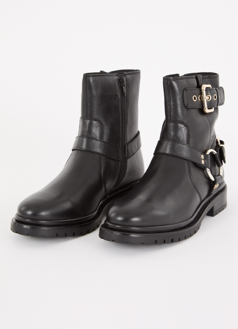 Dune London Panos biker boot van leer