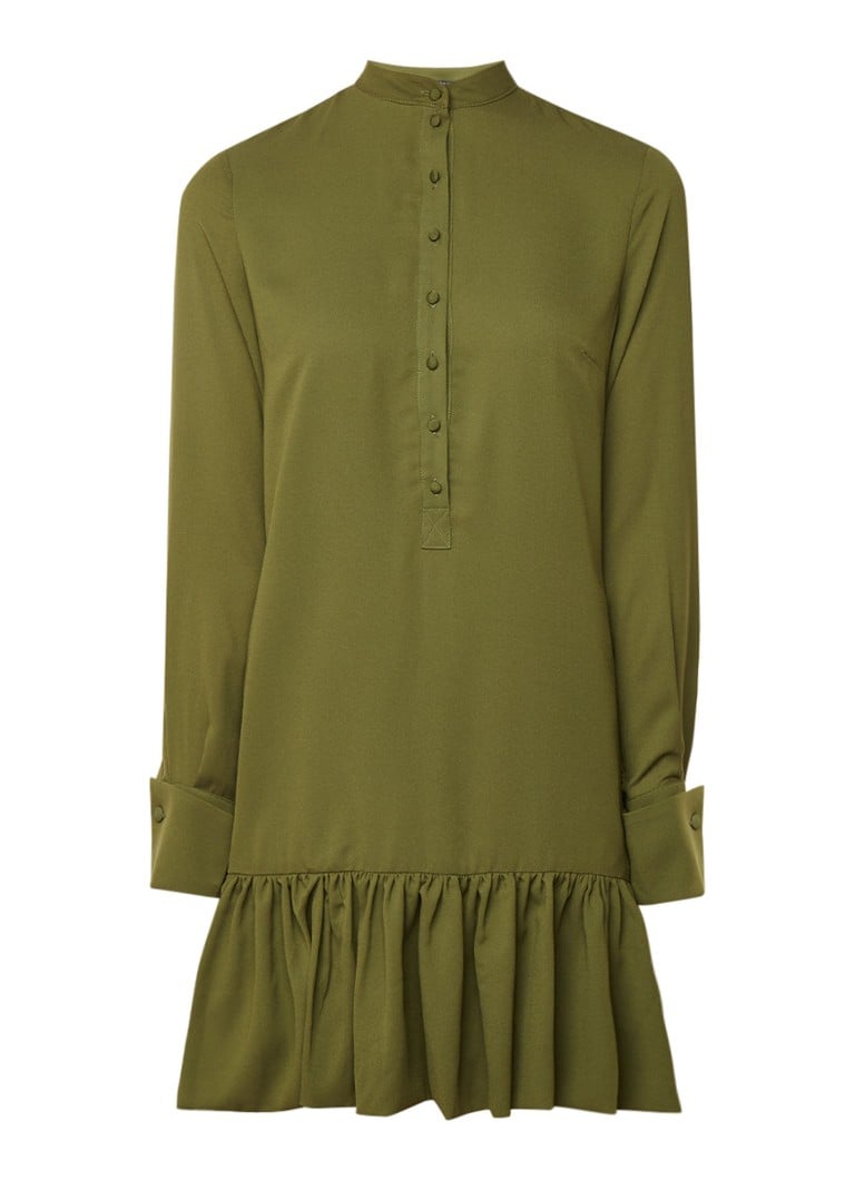 NIKKIE Rush blousejurk met volant legergroen