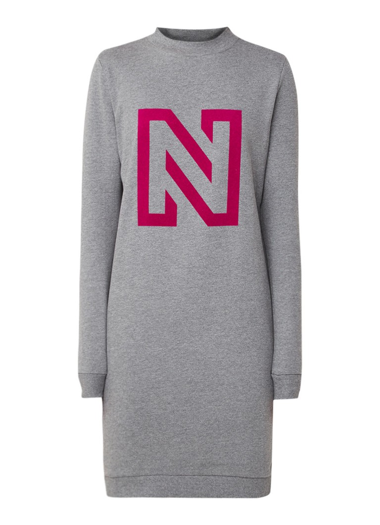 NIKKIE Sweatdress van katoen met logoprint grijsmele