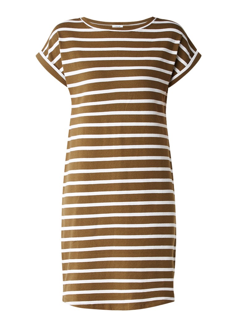 Jigsaw T-shirt jurk van katoen met streepdessin mosgroen