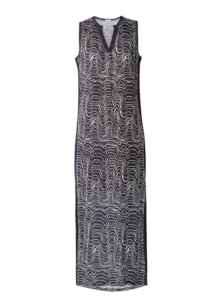 Jigsaw Patella maxi-jurk met dessin en zijsplit donkerblauw