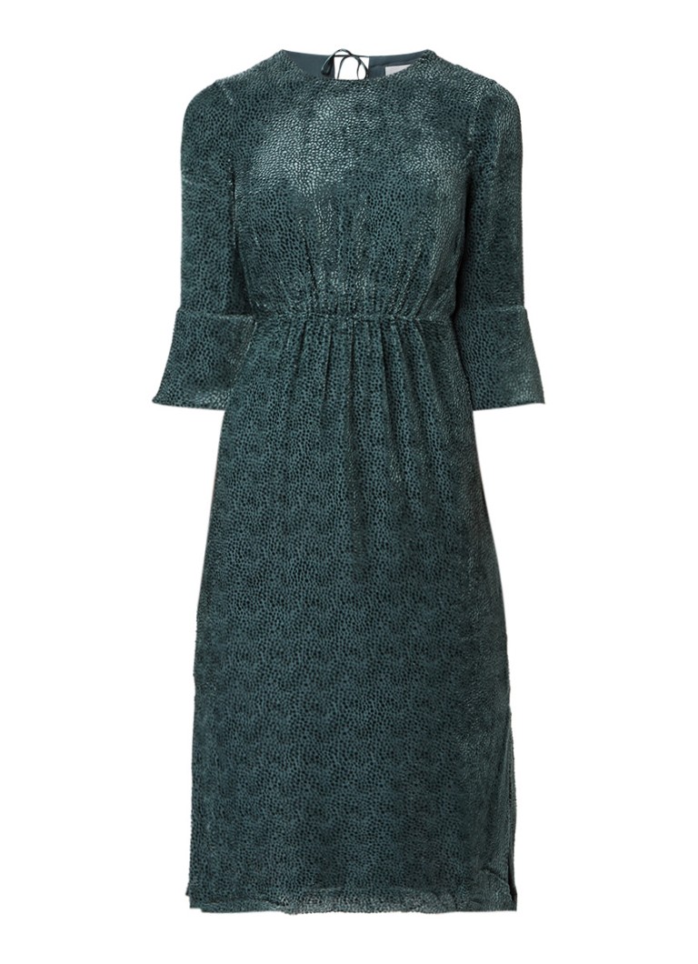 Jigsaw Midi-jurk met fluwelen details en splits groen