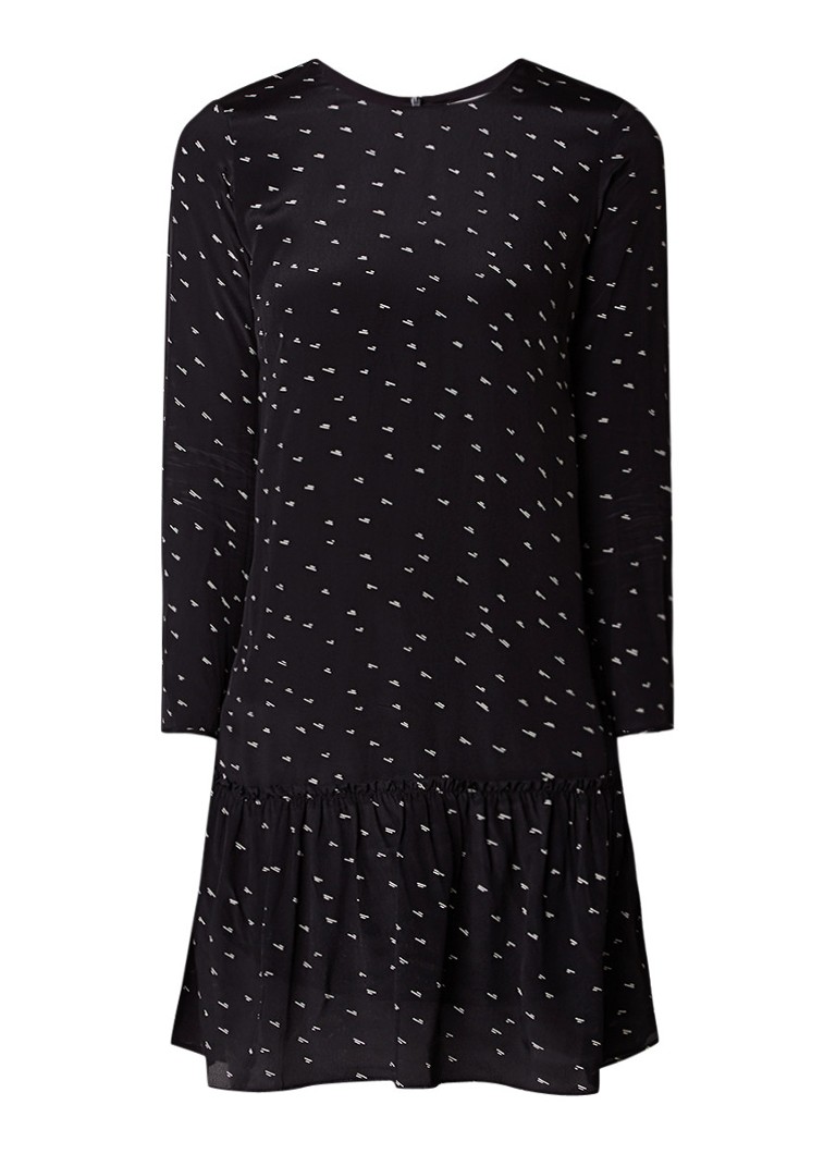 Jigsaw Mini-jurk met grafisch dessin en volant zwart