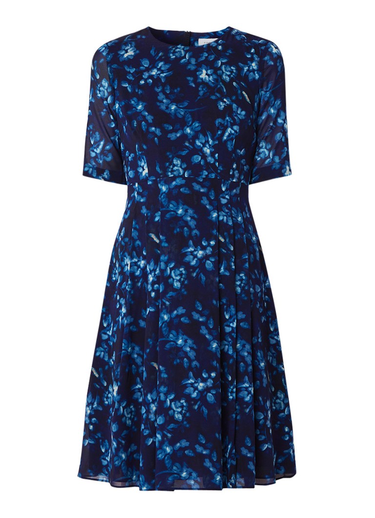 Jigsaw Midnight Garden A-lijn jurk van zijde met bloemendessin donkerblauw