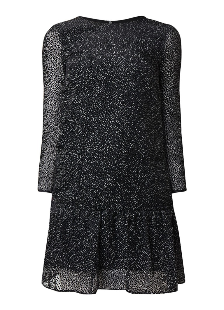 Jigsaw Velvet Devore semi-transparante mini-jurk met volant zwart