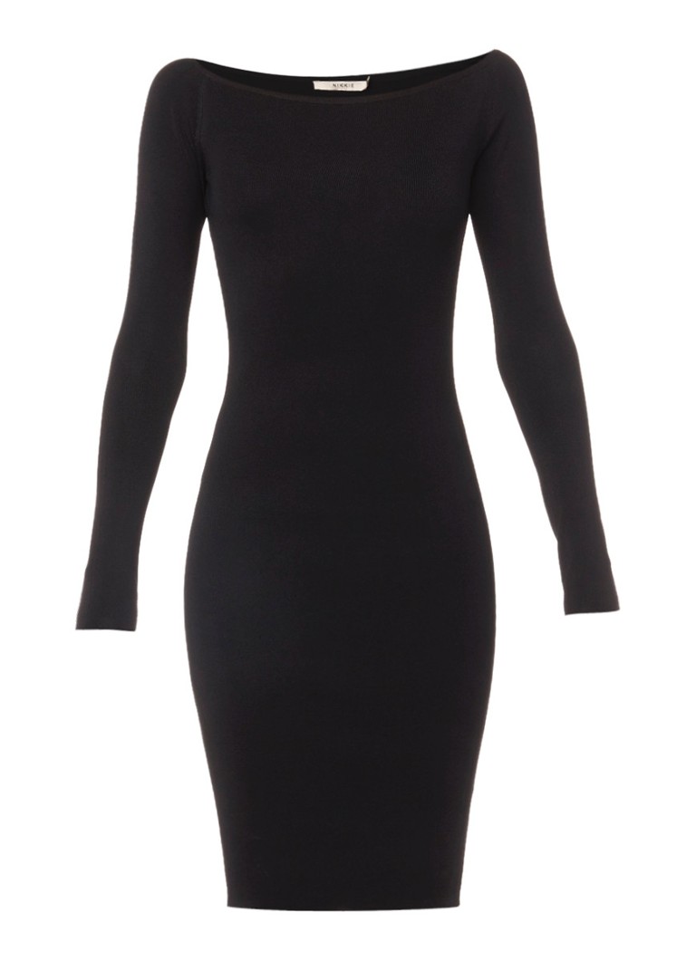 Nikkie Jolie off shoulder jurk met lange mouwen zwart
