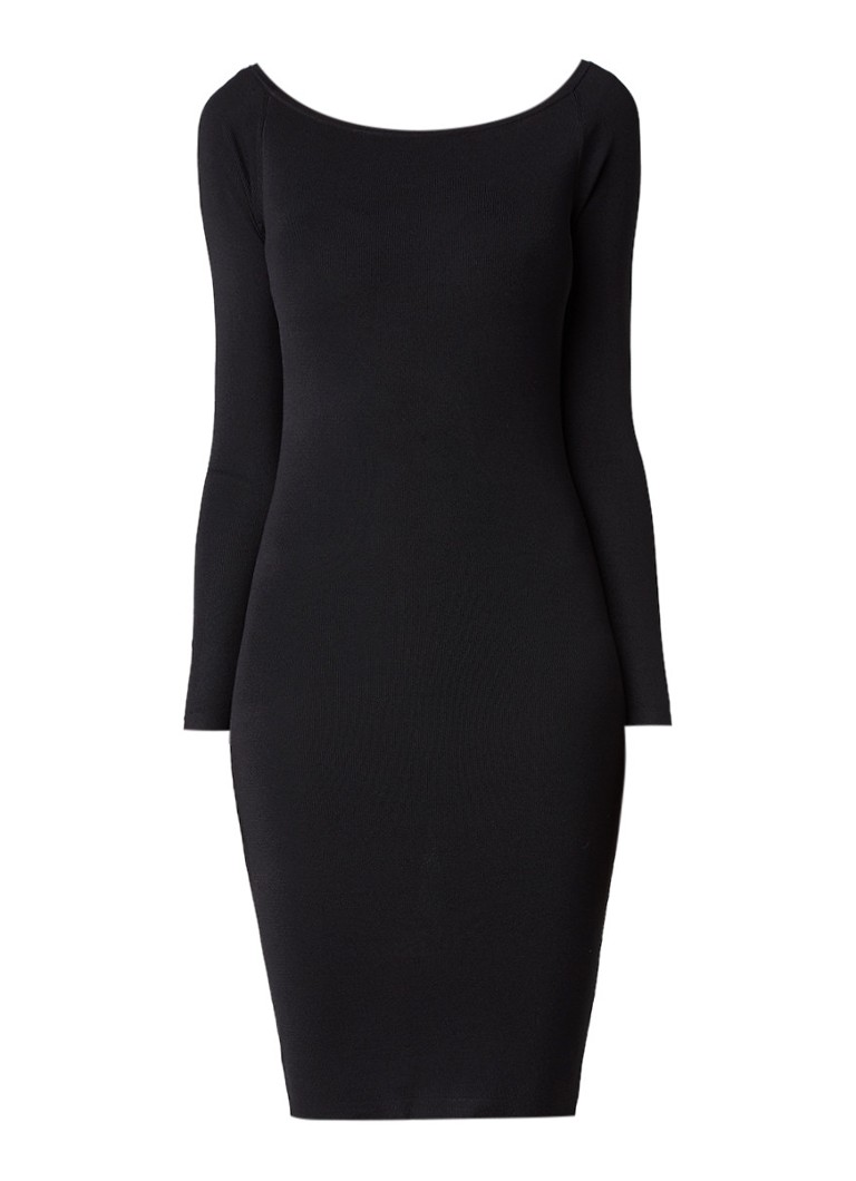 Nikkie Jolie Off Shoulder jurk met lange mouwen zwart